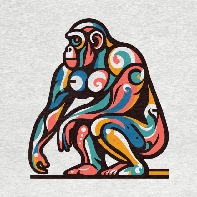 Pop art monkey illustration. cubism illustration of monkey by gblackid